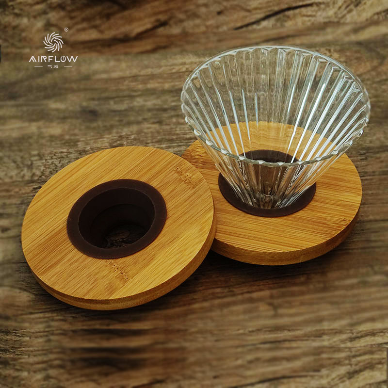 Coffee Dripper V60 - Koffiezetapparaat met houten standaard, Airflow Coffee