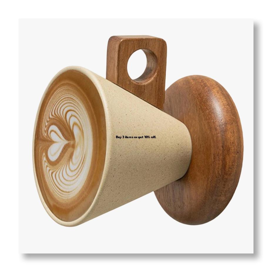 Tea & Coffee Kent - Keramische koffiekop & houten lepelset, retro