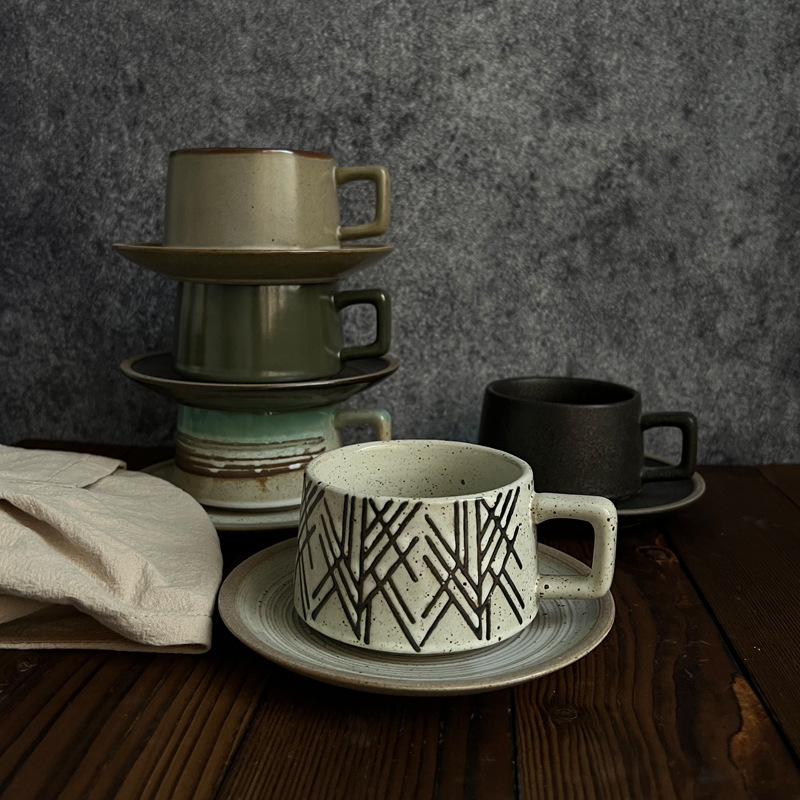 Retro steengoed koffiekop- en  - Espresso Cup Saucer recensie en prijs