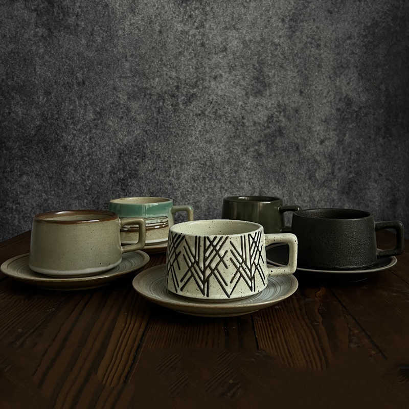 Retro steengoed koffiekop- en  - Espresso Cup Saucer recensie en prijs