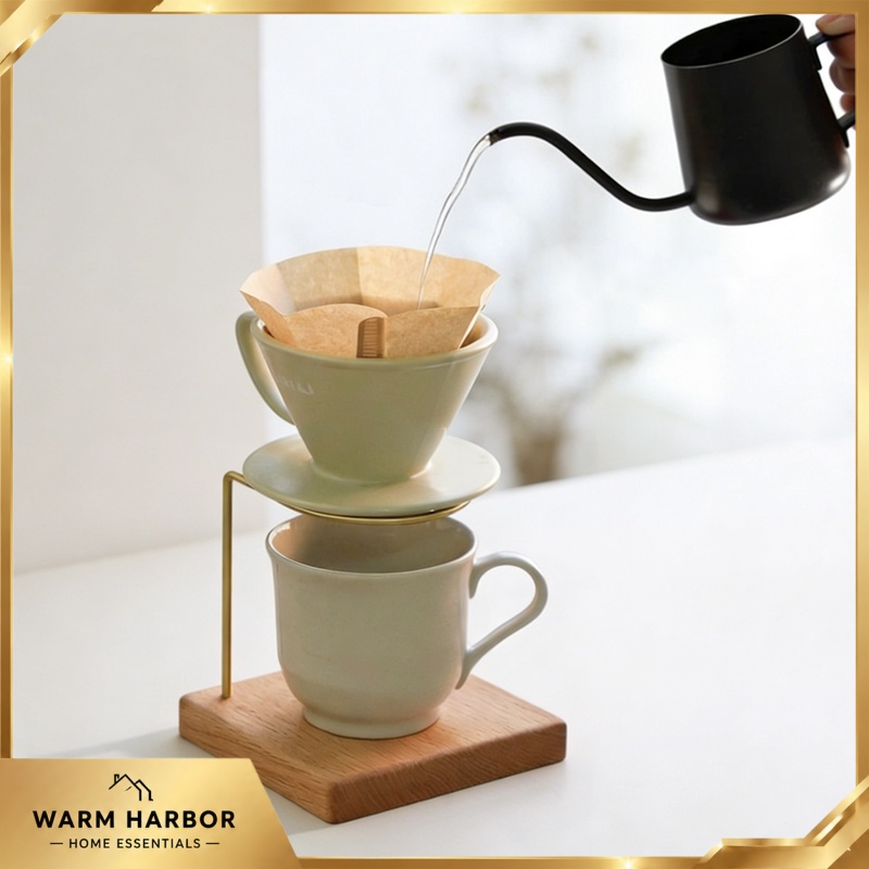 Houten koffiehouder voor pour- - Coffee Dripper V60 recensie en prijs